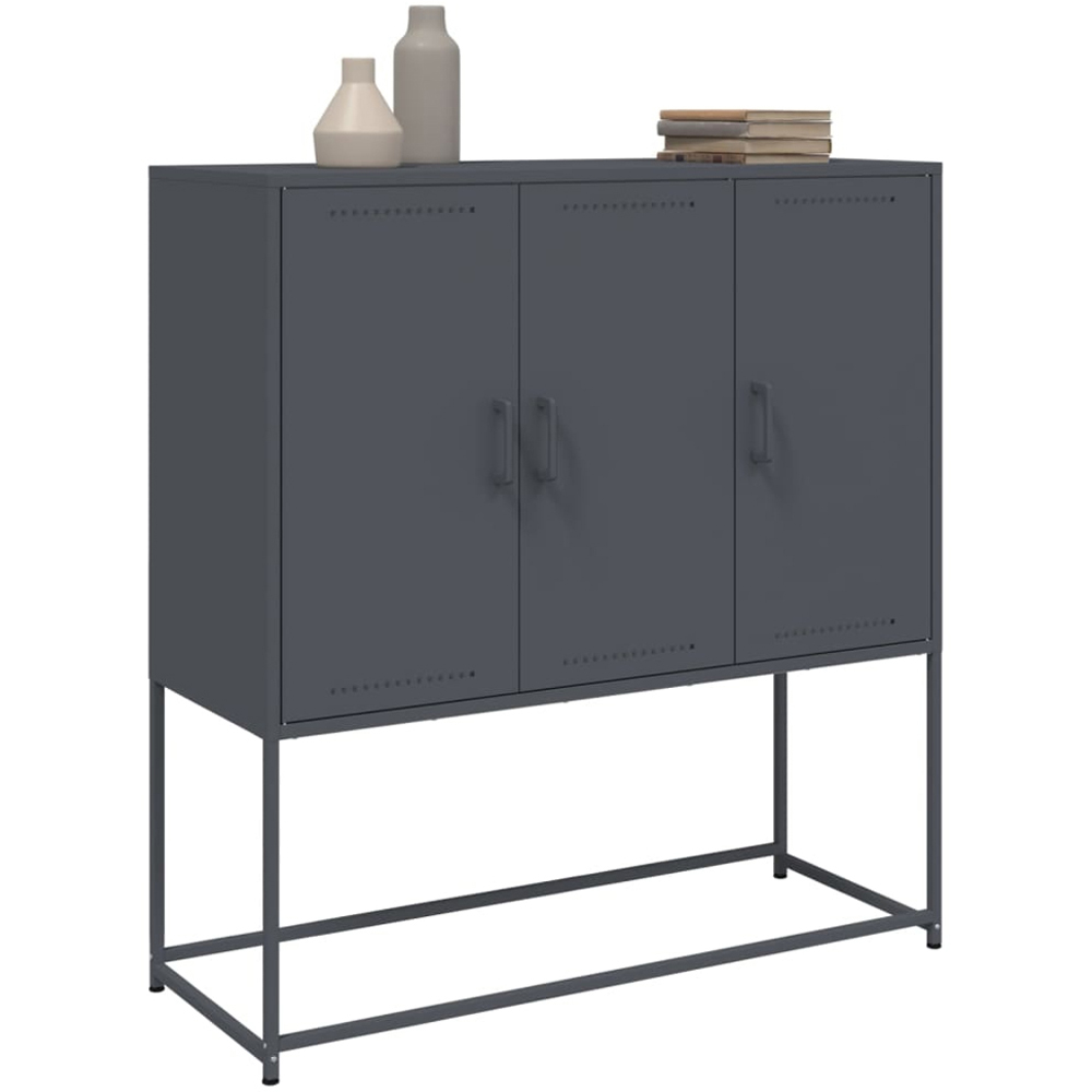 vidaXL 3 Door Anthracite Steel Highboard Image 5