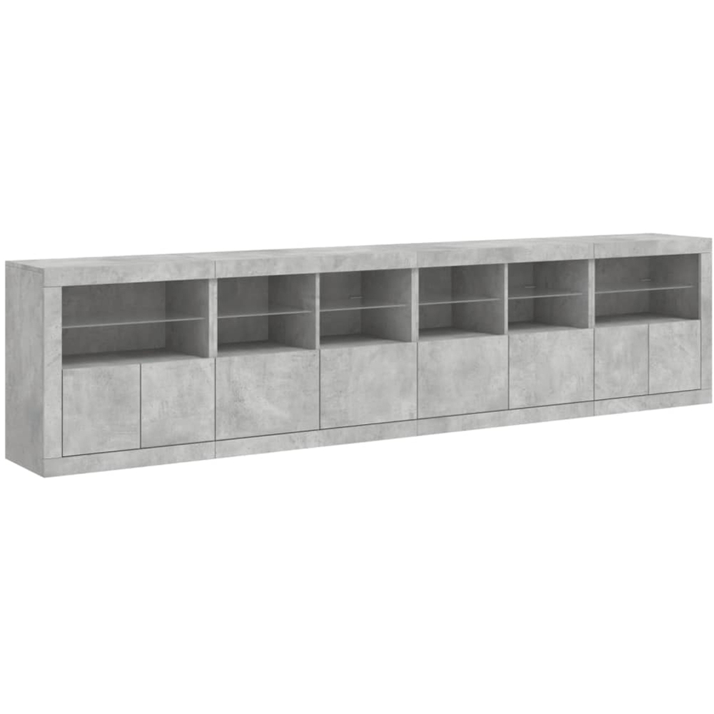 vidaXL 8 Door 12 Shelf Concrete Grey LED Sideboard Image 2