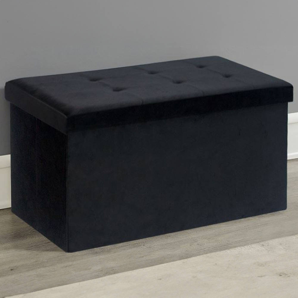 Black Brushed Velvet Storage Trunk Image 1