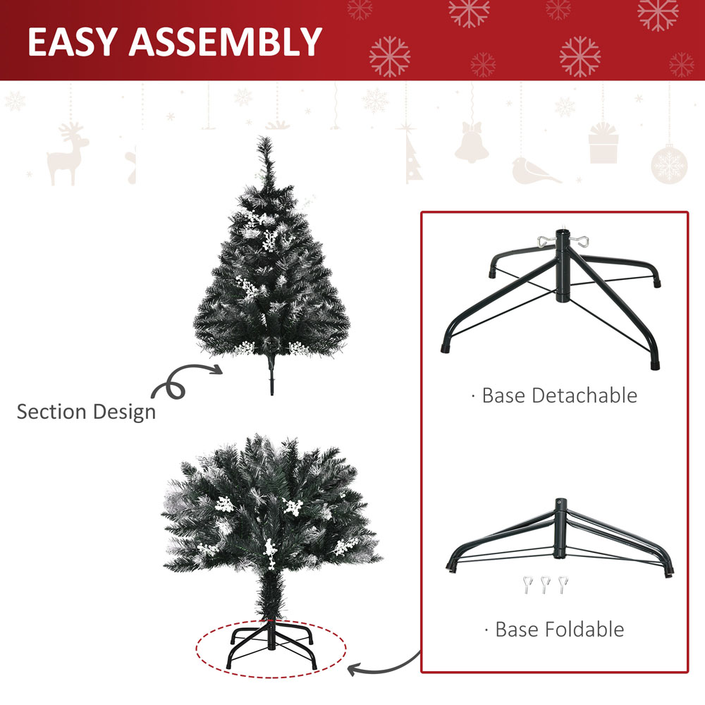 Everglow Snow Dipped Dark Green Artificial Christmas Tree with Foldable Feet 4ft Image 6