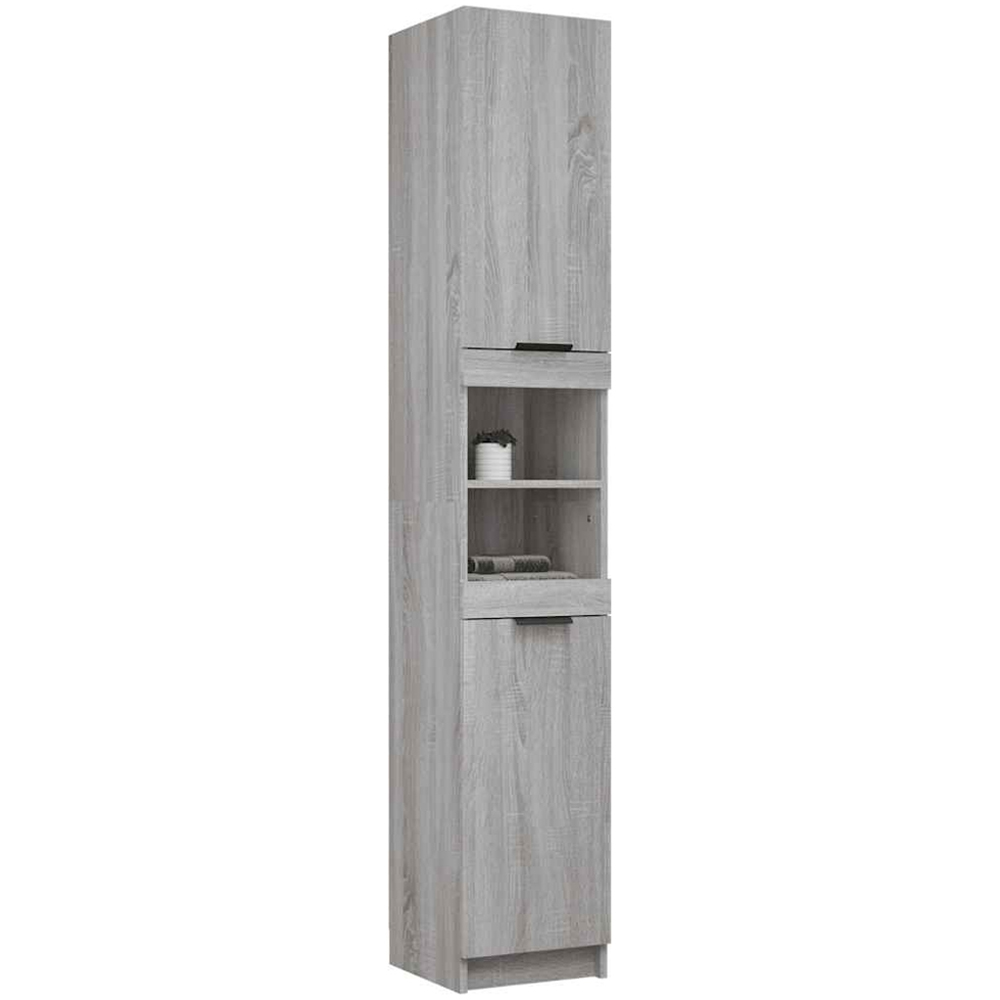 vidaXL 2 Door 2 Shelf Grey Wooden Bathroom Cabinet Image 3