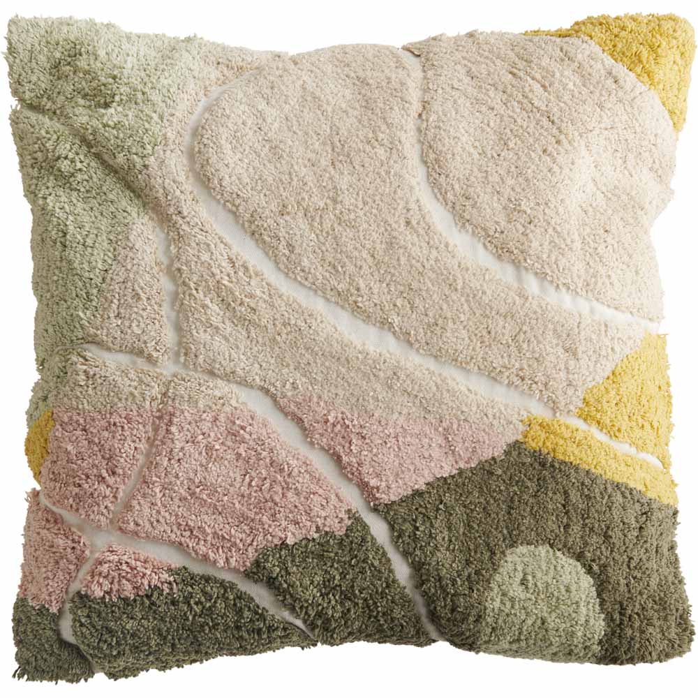 Wilko Tufted Multi Block Cushion 43 x 43cm Image 1