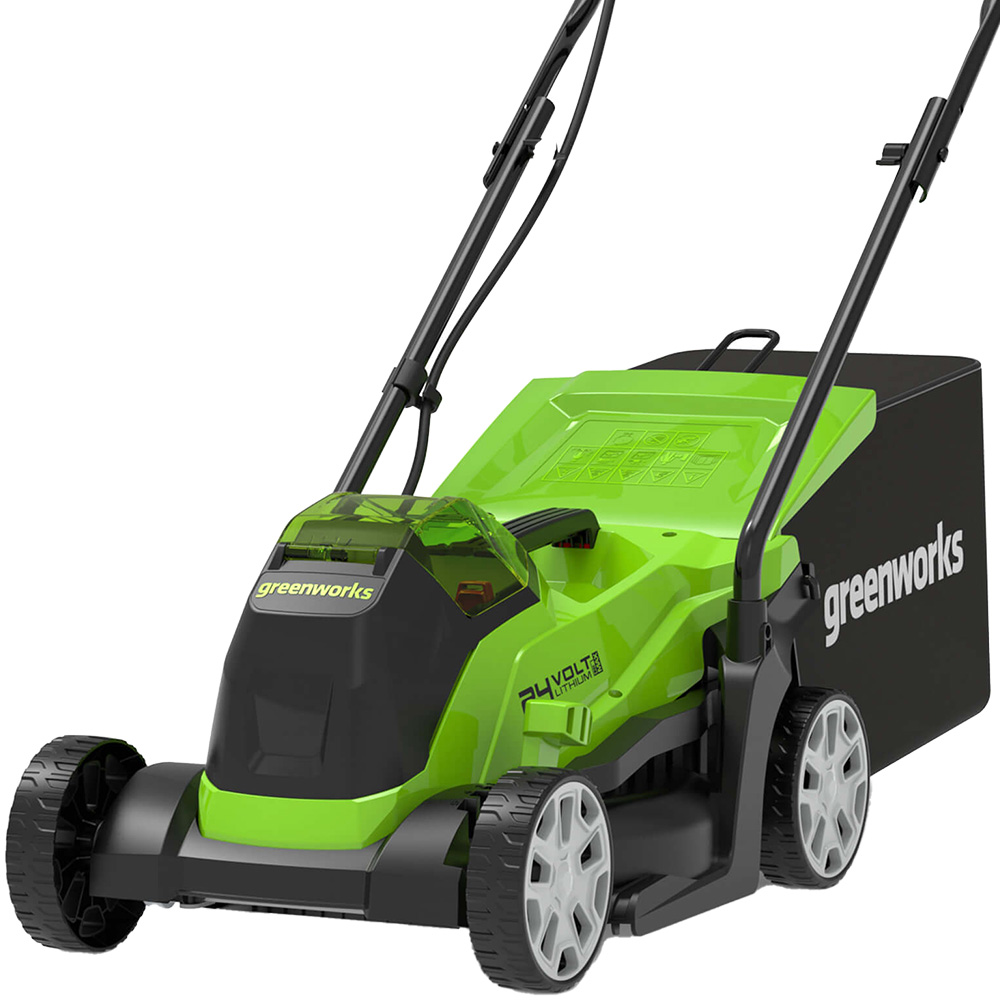 Greenworks 24V Cordless 33cm Lawnmower Kit with 4Ah Battery and Charger Image 2