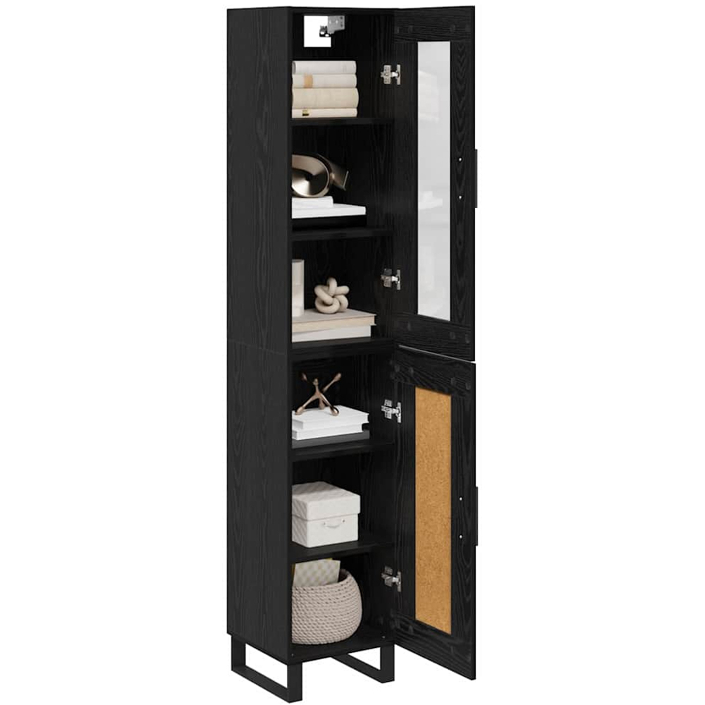 vidaXL 2 Door Black Tall Slim Highboard Image 3