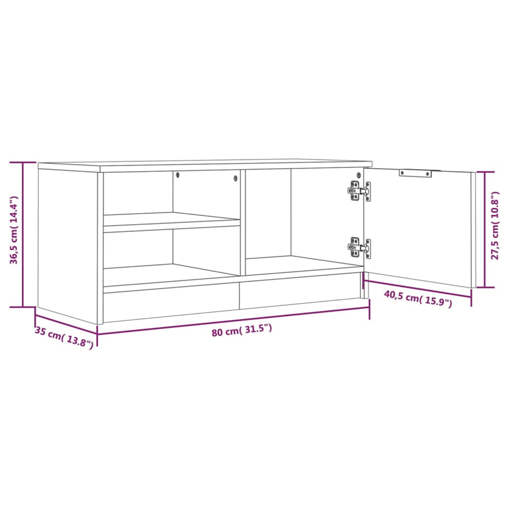 vidaXL Single Door 2 Shelf High Gloss White TV Cabinet Set of 2 Image 9