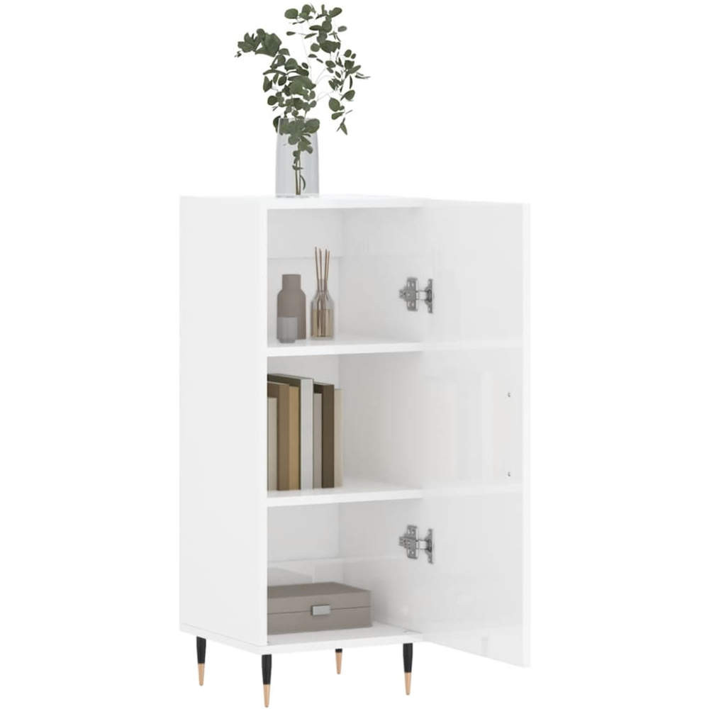 vidaXL Single Door High Gloss White Sideboard Image 4