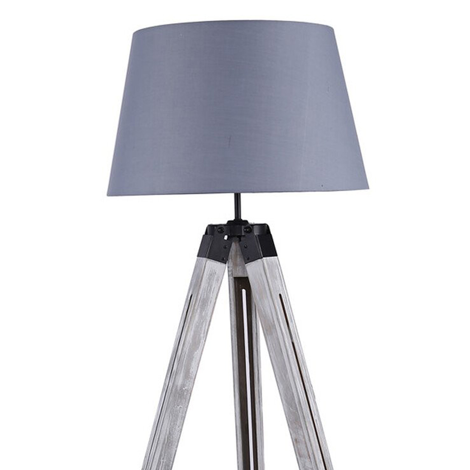 Linen Grey Washed Wood Tripod Floor Lamp Image 4