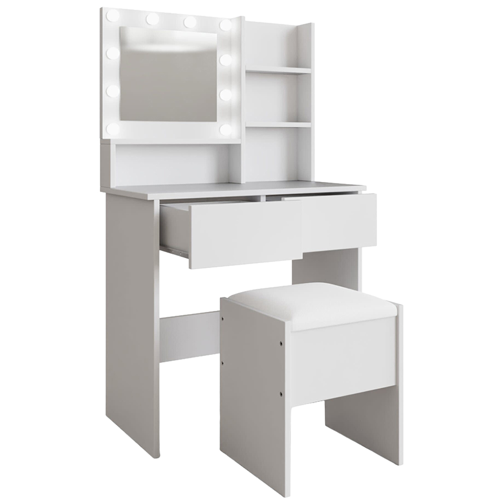 GFW Eva 2 Drawer White Dressing Table Set with LED Mirror Image 4