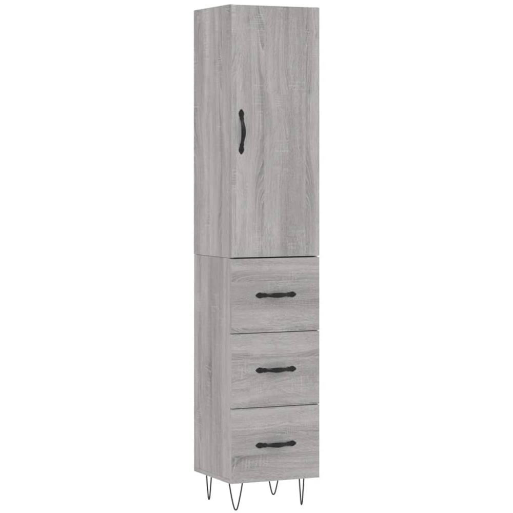 vidaXL Single Door 3 Drawer Grey Sonoma Highboard Image 2