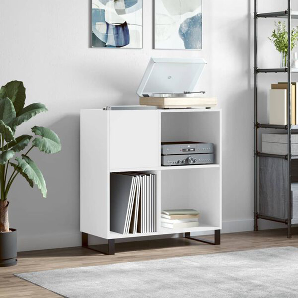 vidaXL 3 Shelf White Record Cabinet Image 8