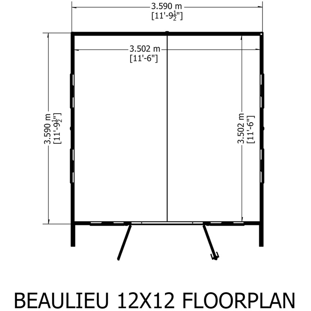 Shire Beaulieu 12 x 12ft Double Door Shiplap Apex Summerhouse Image 4