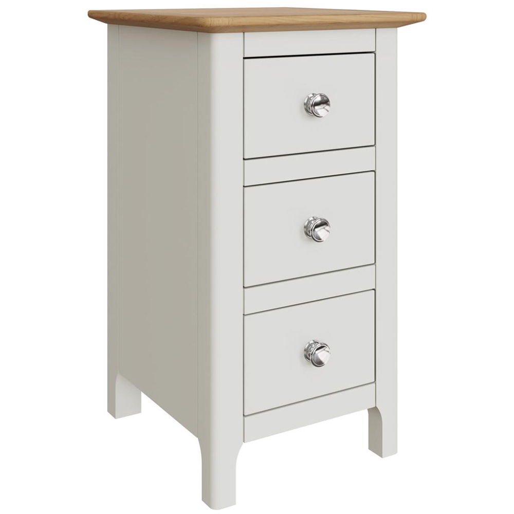FWStyle Taberno Slim 3 Drawer White Oak Assembled Bedside Table Image 2