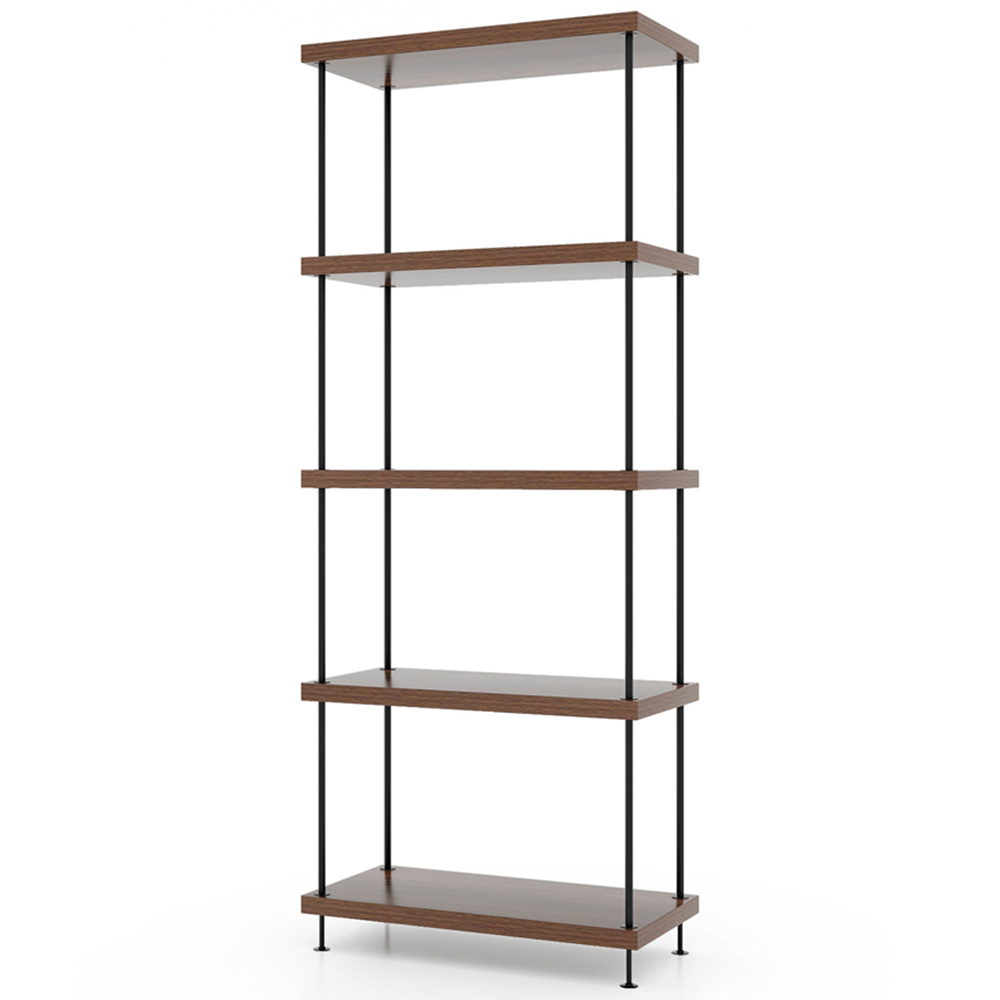 Costway 5 Shelf Brown Multipurpose Bookcase Image 2