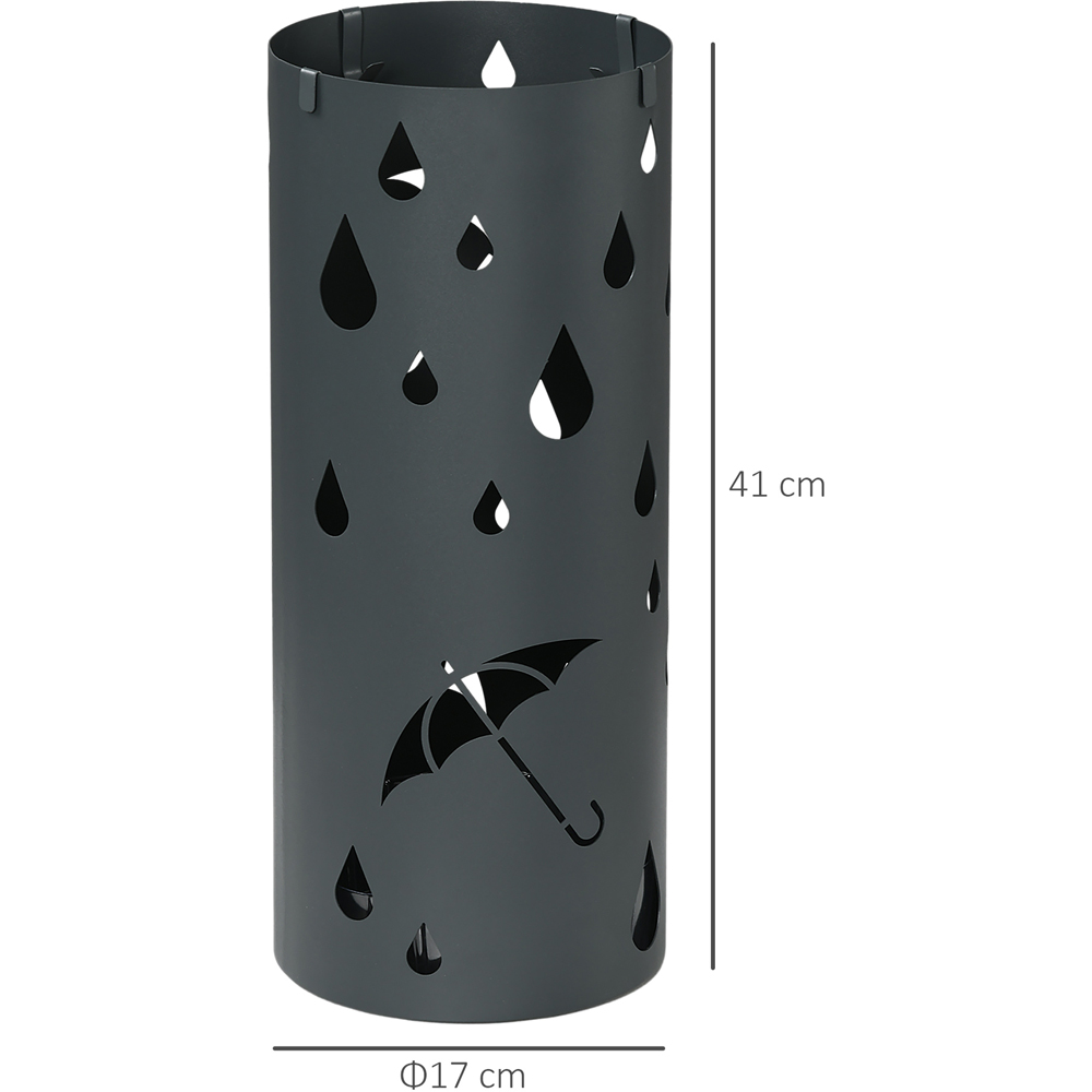 HOMCOM 4 Hooks Dark Grey Freestanding Umbrella Stand Image 7