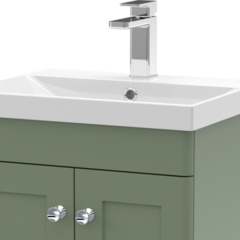 nuie Classique 2 Door Satin Green Floor Standing Unit and Thin-Edge Ceramic Basin 500mm Image 2