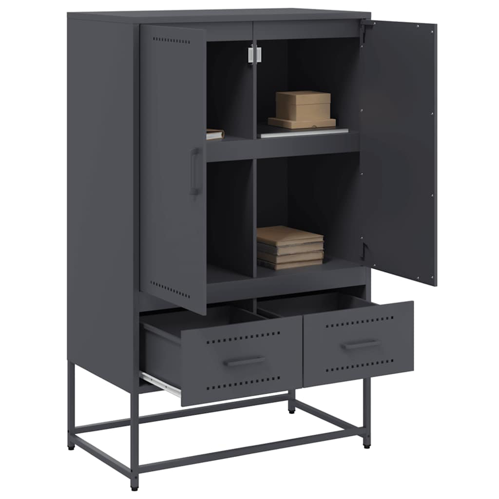vidaXL 2 Door 2 Drawer Anthracite Cold-Rolled Steel Highboard Image 4