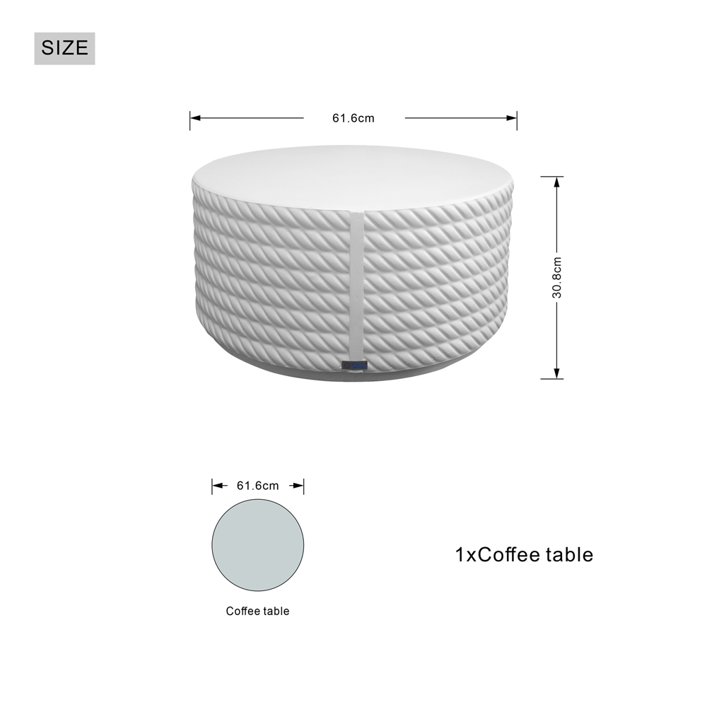 Direct Wicker White Textured Round Coffee Table Image 9