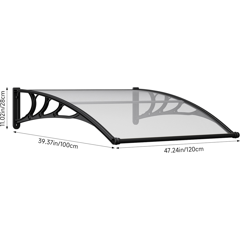 Living and Home Black Door and Window Outdoor Awning with Water Channel 1.2 x 1m Image 9