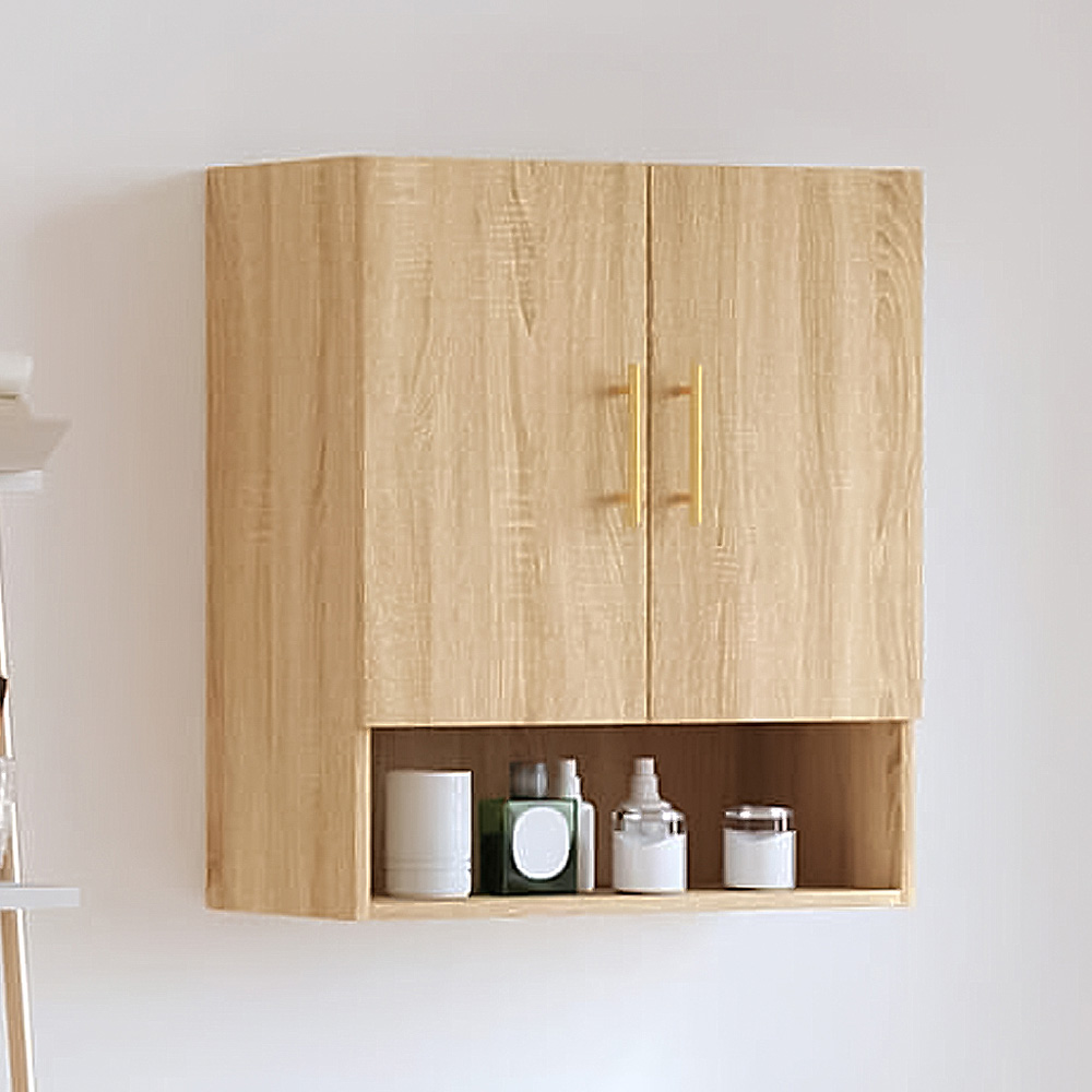 vidaXL 2 Door Single Shelf Sonoma Oak Wall Cabinet Image 1
