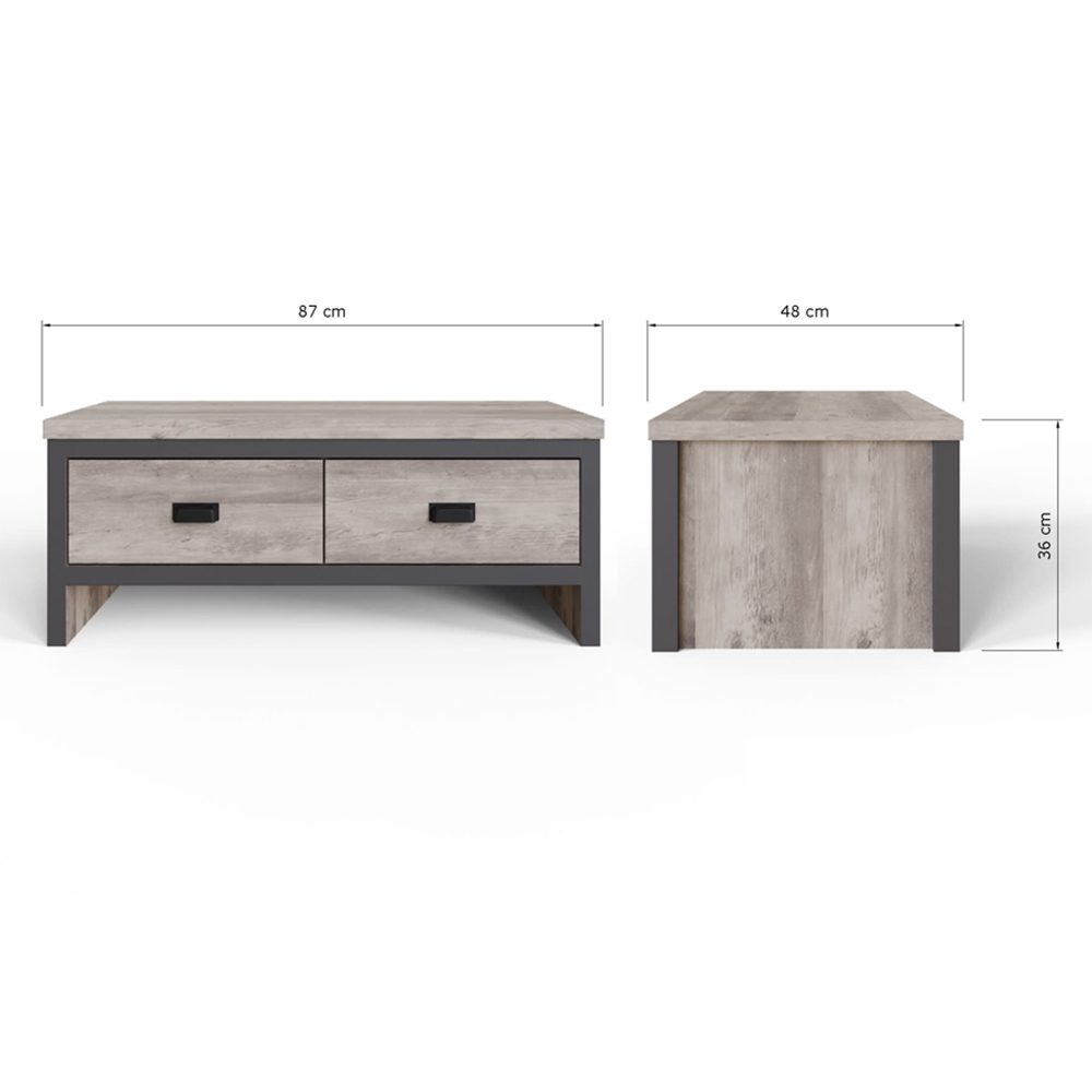 GFW Boston 2 Drawer Grey Coffee Table Image 9