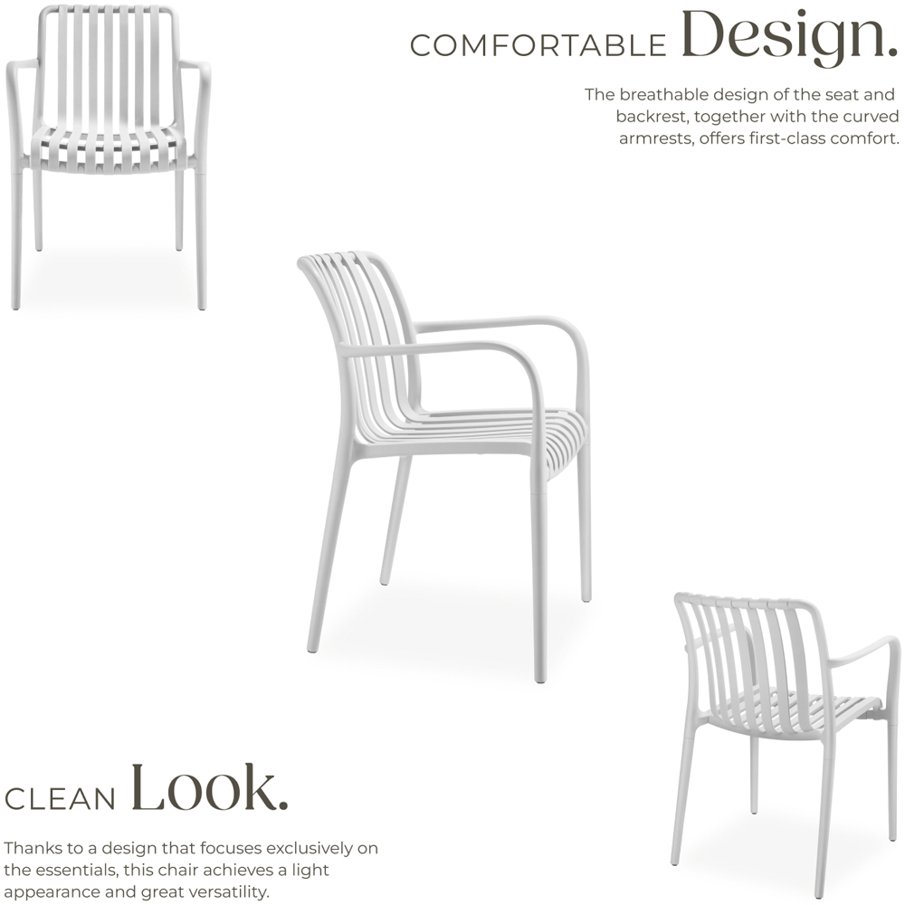 tectake Alcudia Set of 4 White Garden Chair Image 6