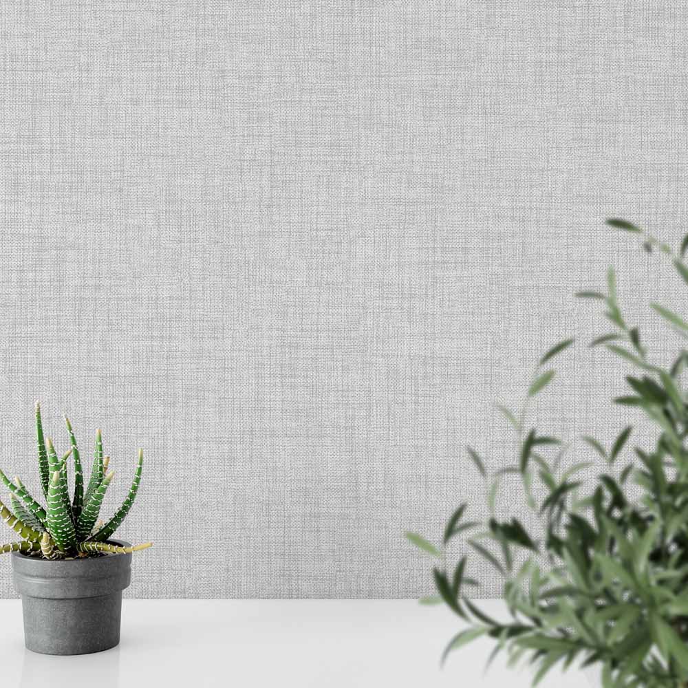 Muriva Cambric Grey Textured Wallpaper Image 4