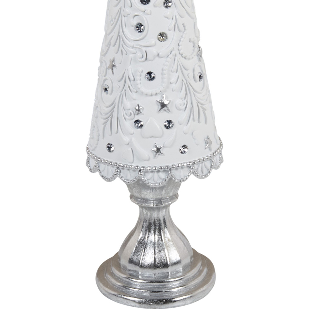 Silver and White Bow Tree Ornament Image 3