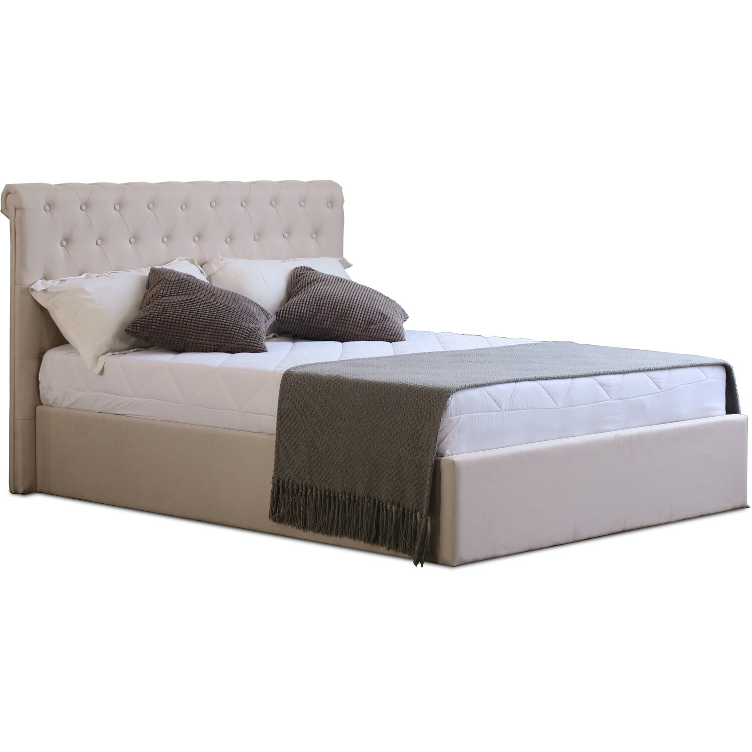 Harper King Size Cream Fabric Ottoman Bed Image 3