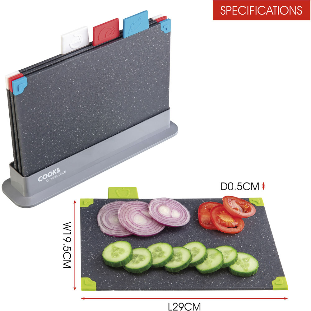 Cooks Professionals G4547 Index Style Grey Chopping Boards 4 Piece Image 6