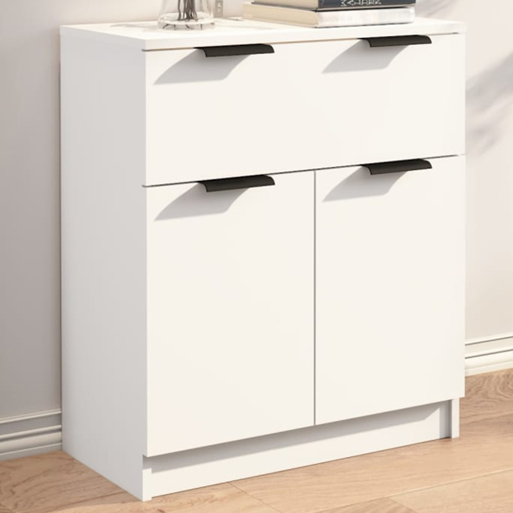vidaXL 2 Door Single Drawer White Sideboard Image 1