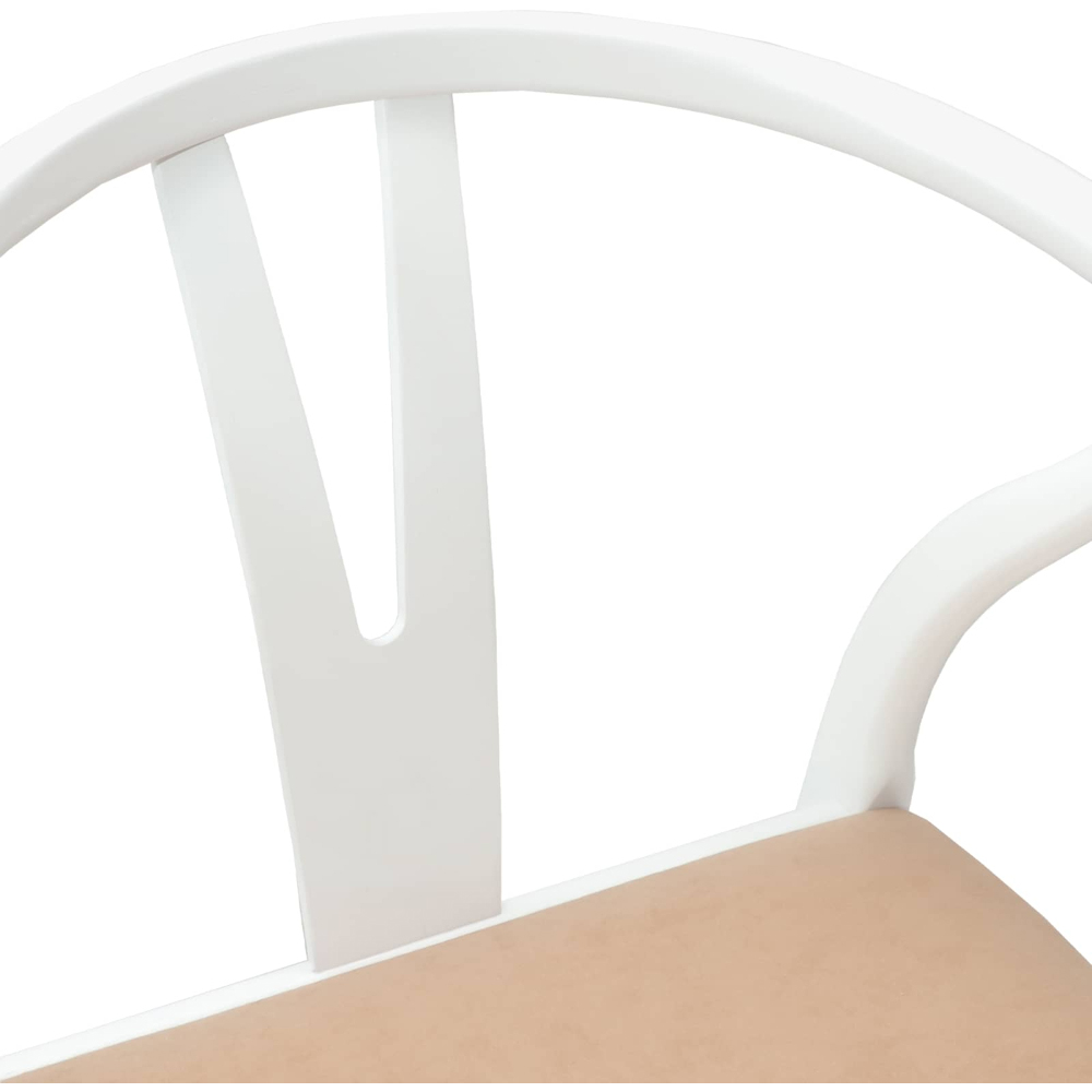 vidaXL Set of 2 White and Brown Rubberwood Curved Vintage Dining Chairs Image 7