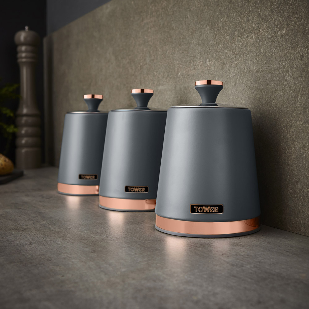 Tower 3 Piece Cavaletto Grey Canister Set Image 2