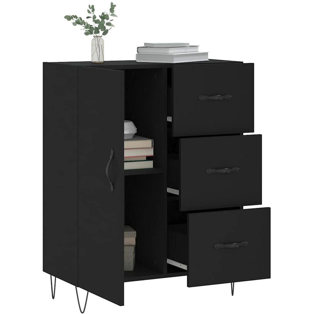 vidaXL Single Door 3 Drawer Black Sideboard Image 4