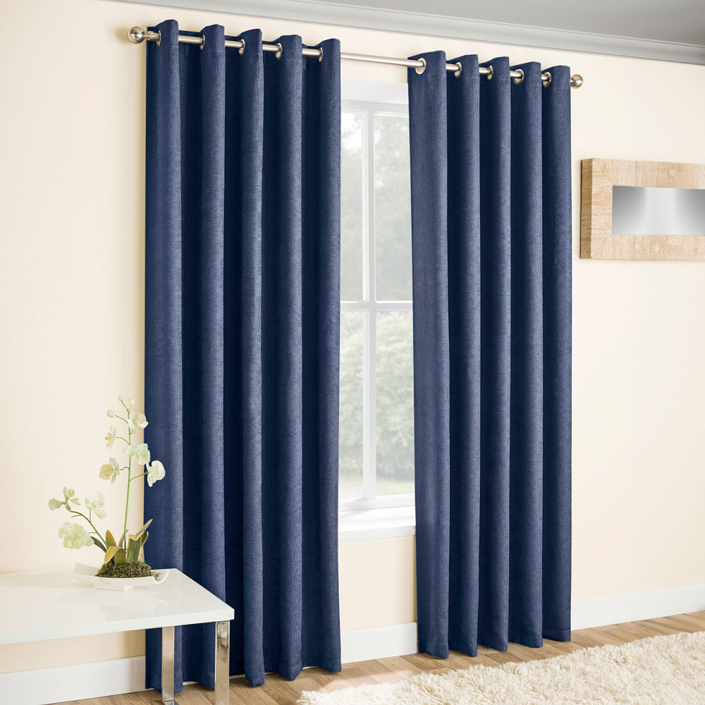 Enhanced Living Vogue Navy Thermal Blackout Eyelet Readymade Curtains 117 x 229cm Image 1