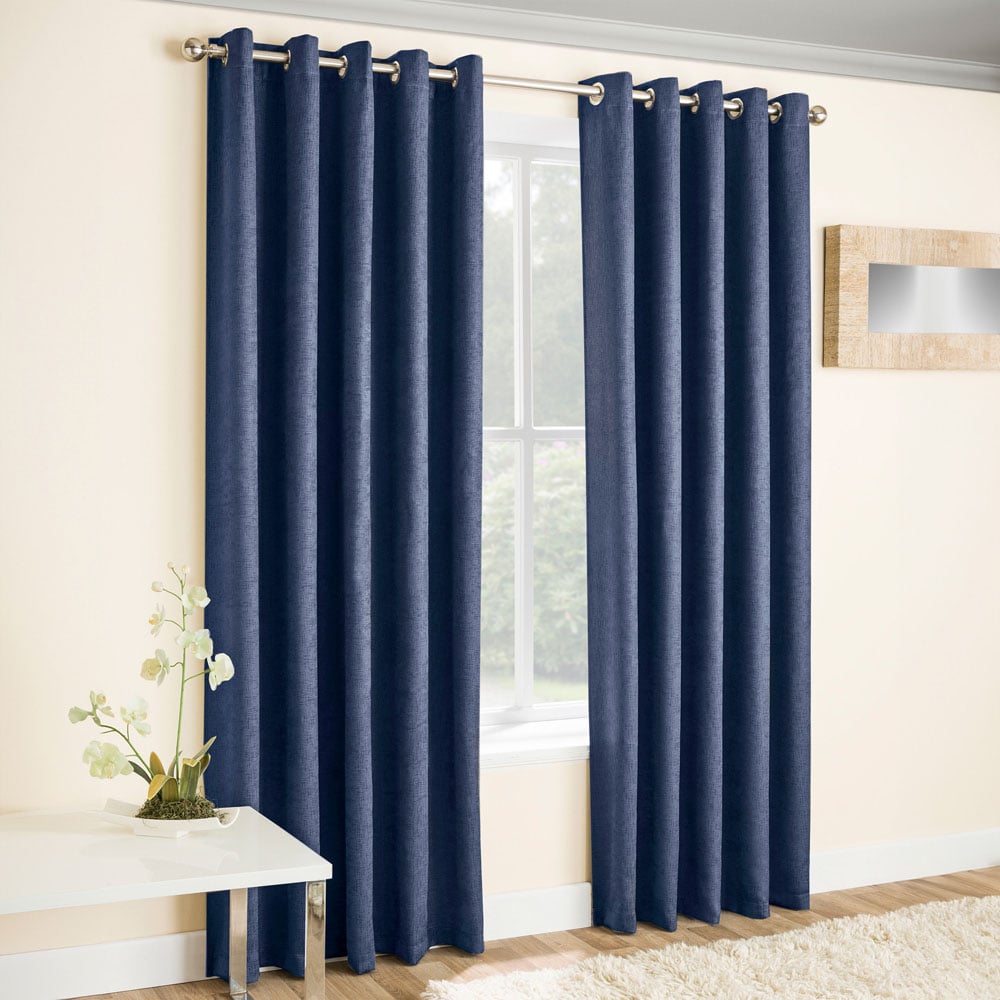 Enhanced Living Vogue Navy Thermal Blackout Eyelet Readymade Curtains 168 x 229cm Image 1