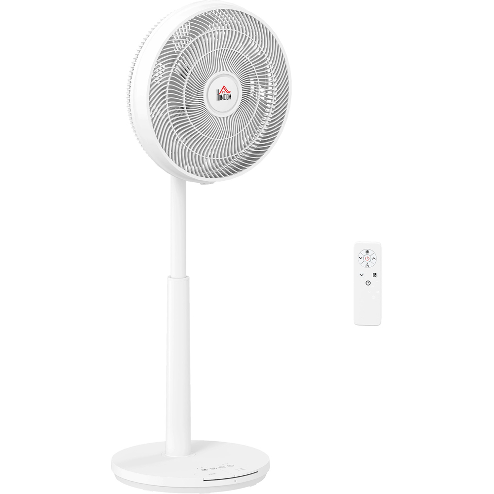 HOMCOM White Oscillating Pedestal Fan with Adjustable Height and Timer 43 inch Image 1