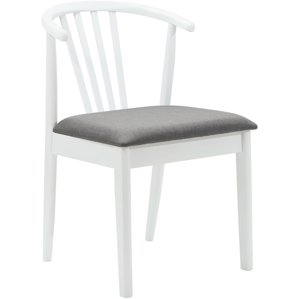 vidaXL Set of 2 White and Grey Rubberwood Vintage Dining Chairs Image 2