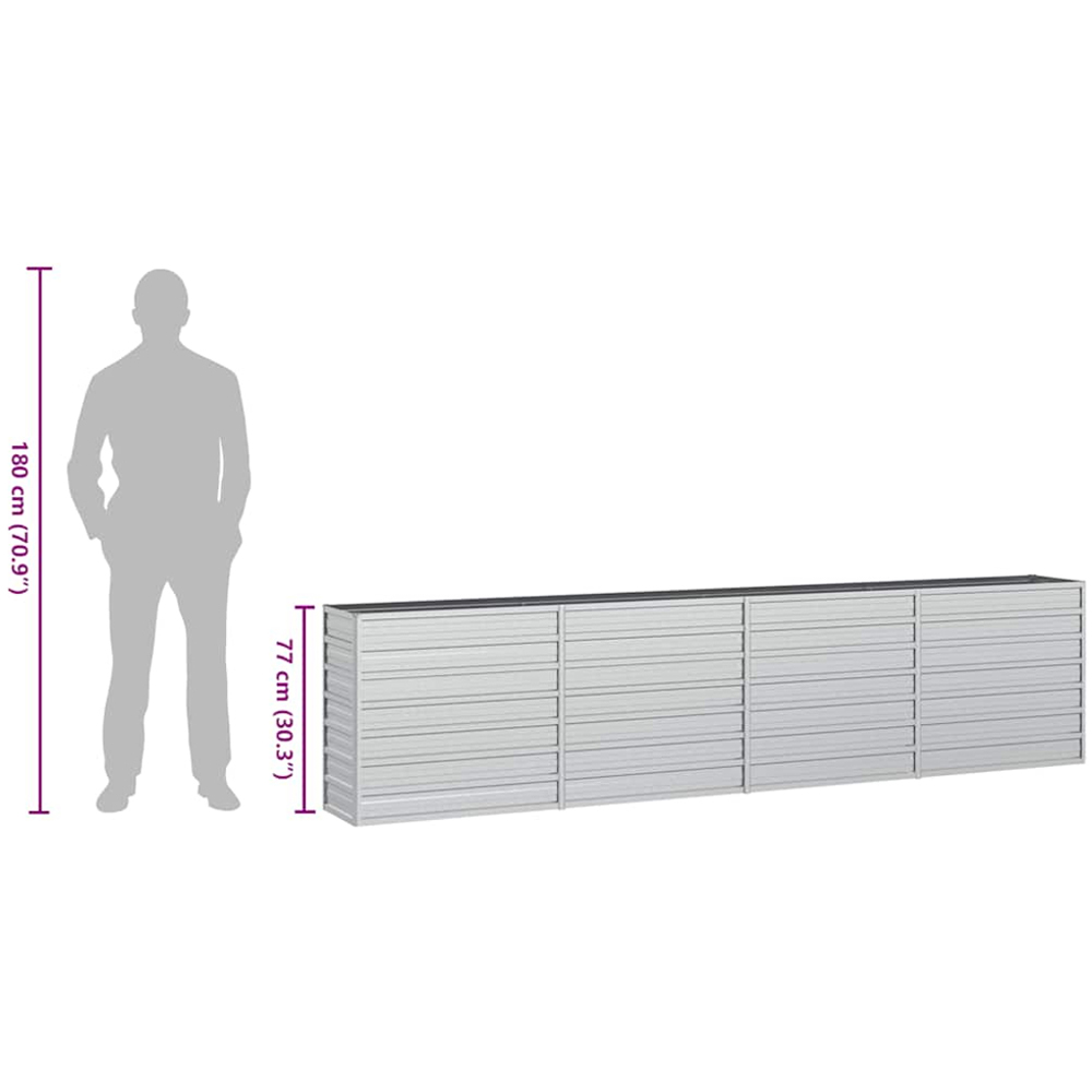 vidaXL Silver Galvanised Steel Raised Garden Bed 77 x 40 x 320cm Image 7