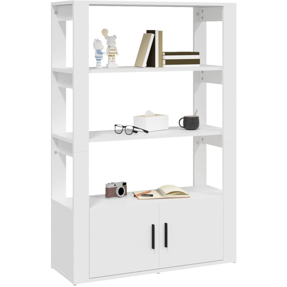 vidaXL 2 Door 3 Shelf White Sideboard Image 3