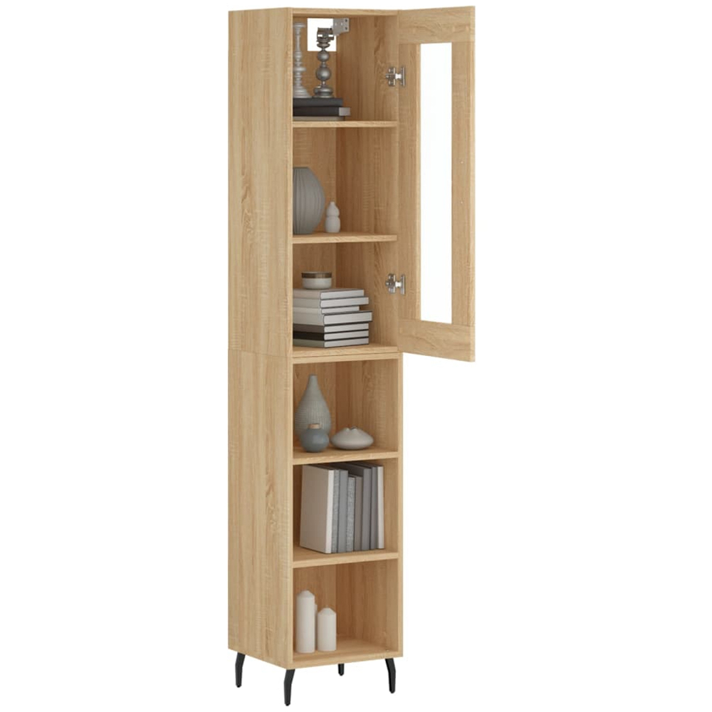 vidaXL Single Glass Door 3 Shelf Sonoma Oak Highboard Image 3