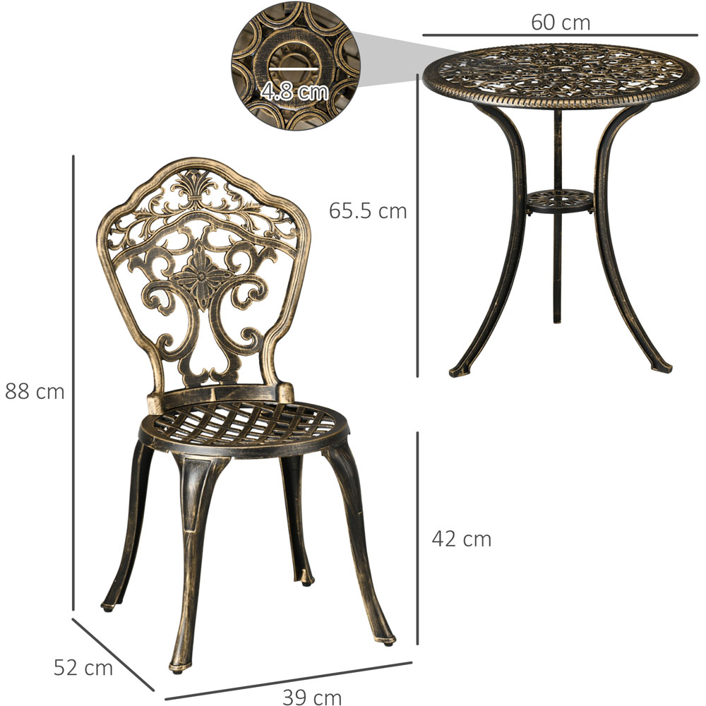 Outsunny 3pc Cast Bistro Set Bronze Image 5