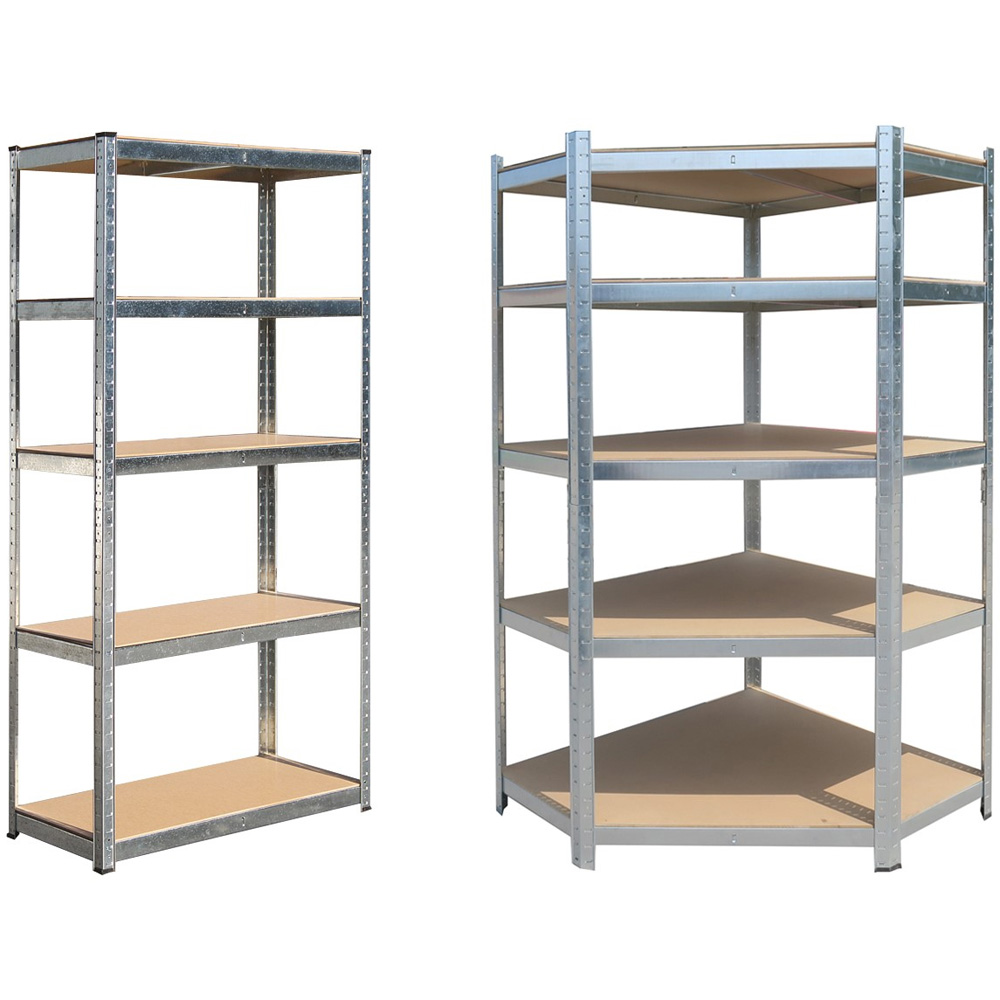 Hilka Tools 5 Shelf Boltless Corner Shelving Unit Set of 2 Image 1