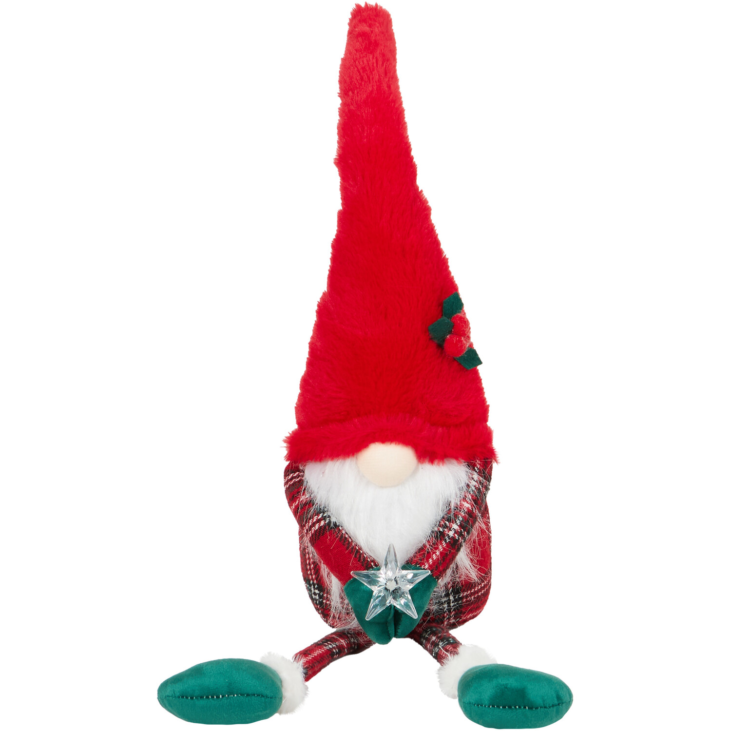 Sitting Tartan Gonk with LED Star Red - Red Image 1