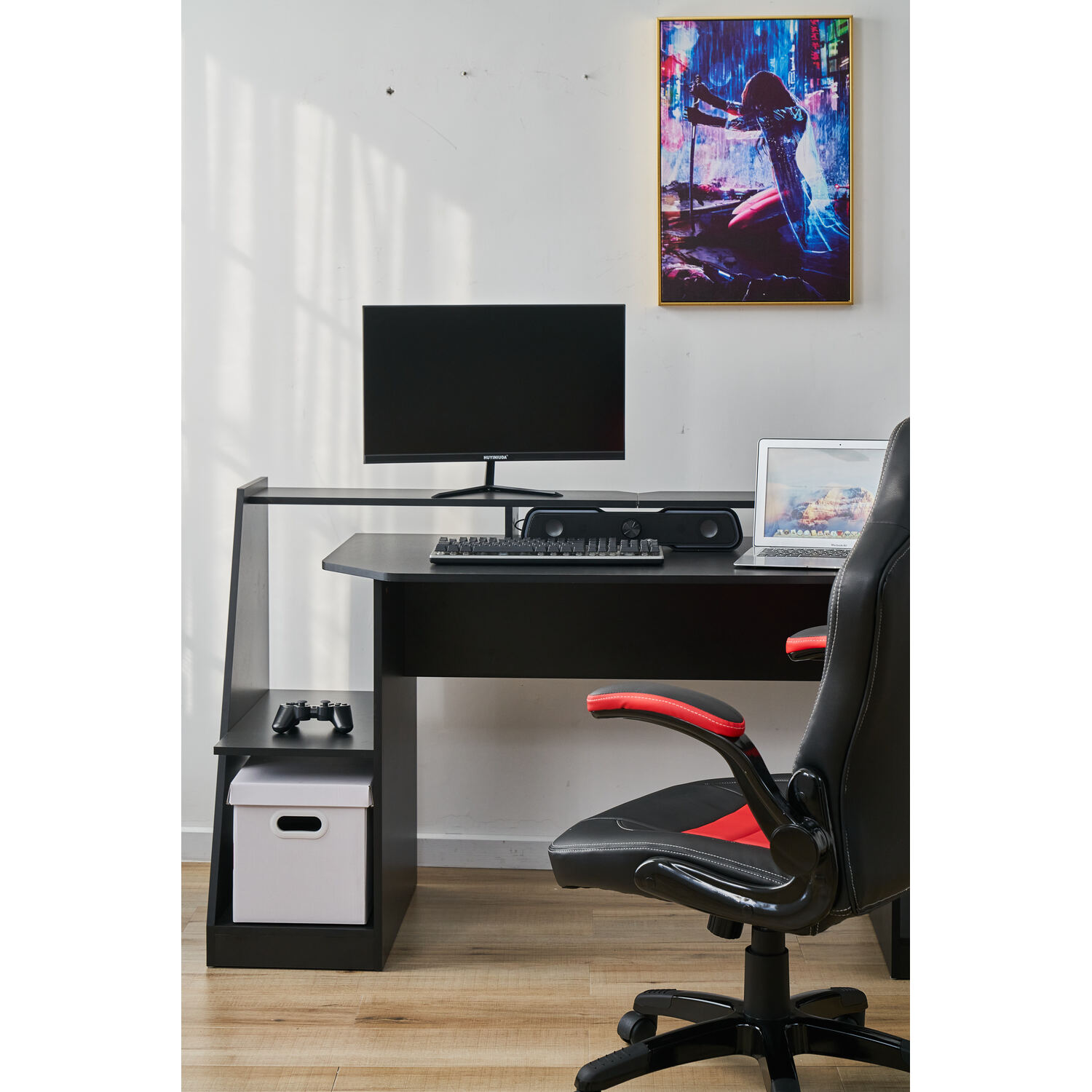 2 Tier Black Gaming Desk Image 6