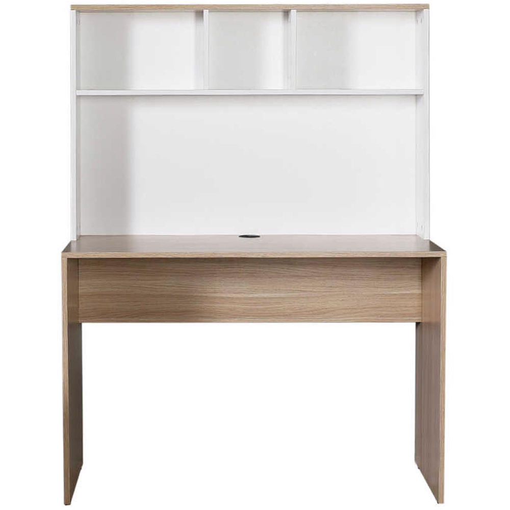 FWStyle 2 Shelf Oak and White Home Study Desk Image 3