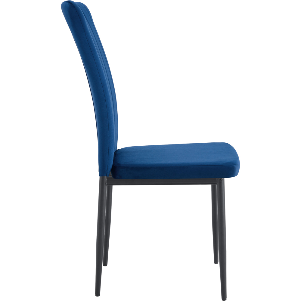 wilko Elle Set of 2 Blue Velvet Effect Plush Padded Upholstered Dining Chair Image 4