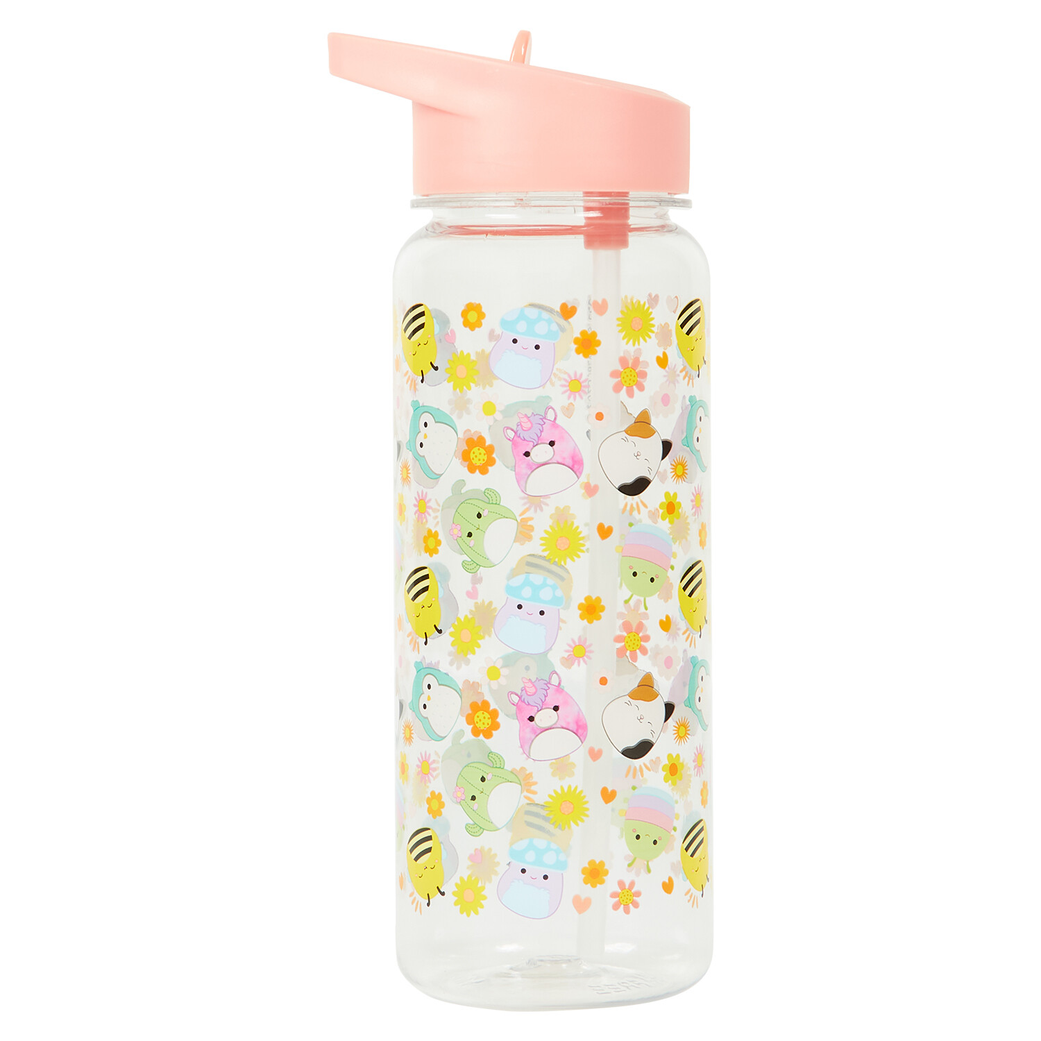 Squishmallows Water Bottle 550ml Pink and White Image 1