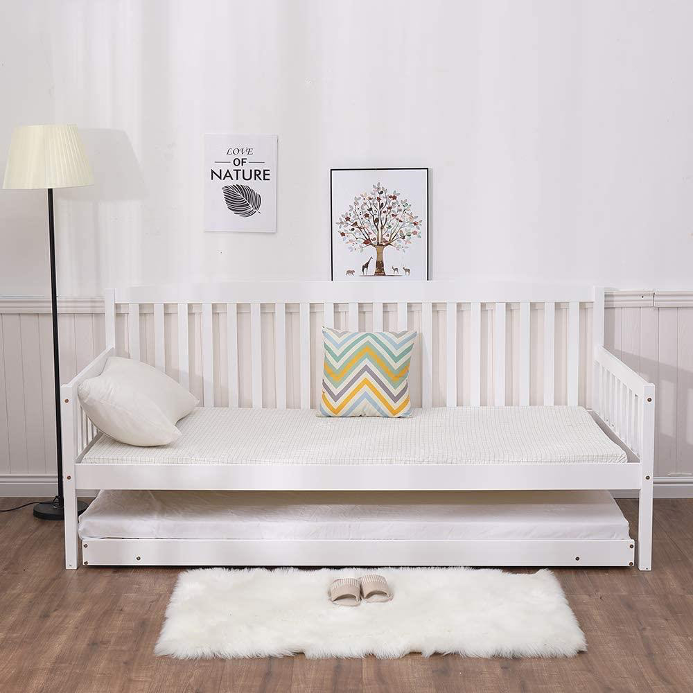 Portland Single White Shaker Wooden Day Bed with Trundle and 2 Mattress Image 5