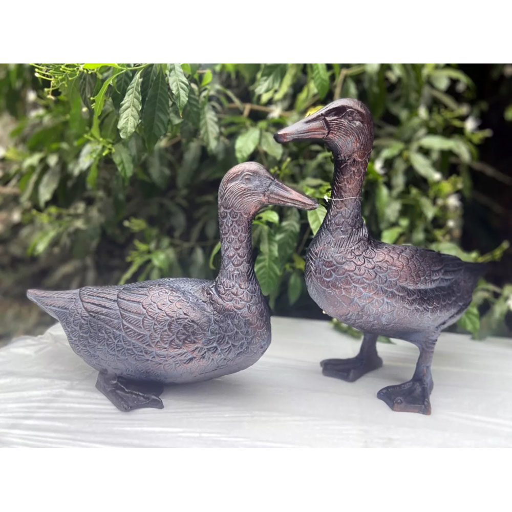 Inspirational Gifting 2 Piece Duck Cast Aluminium Garden Ornament Set Image 4