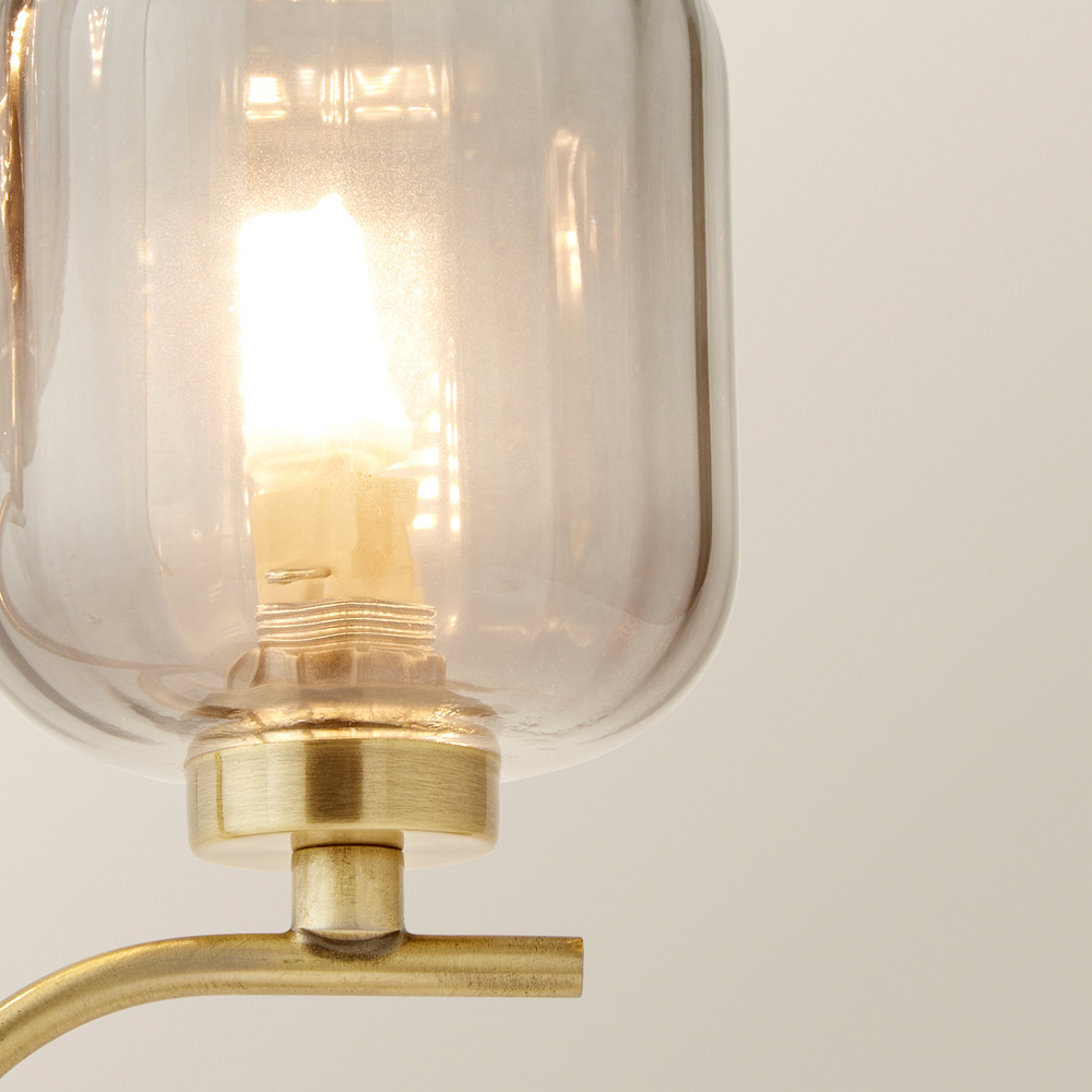 ValueLights Amelie 2 Way Ribbed Glass Gold Stem LED Table Lamp Image 3